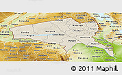 Shaded Relief Panoramic Map of Tete, physical outside