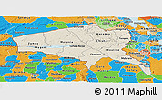 Shaded Relief Panoramic Map of Tete, political outside