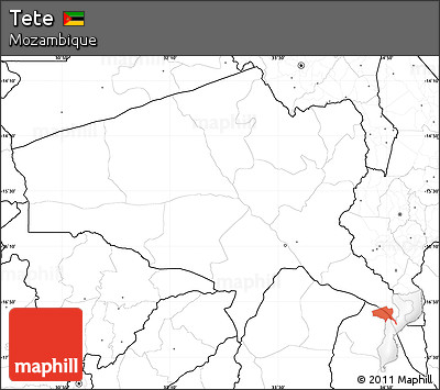 Blank Simple Map of Tete, no labels