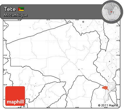 Blank Simple Map of Tete, no labels