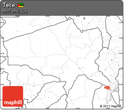 Blank Simple Map of Tete, no labels