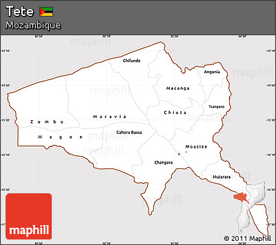 Classic Style Simple Map of Tete, cropped outside