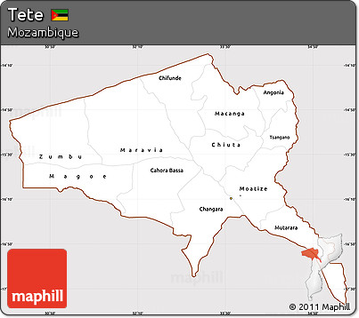 Classic Style Simple Map of Tete, cropped outside