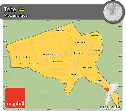 Savanna Style Simple Map of Tete, cropped outside
