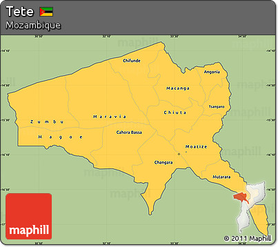 Savanna Style Simple Map of Tete, cropped outside