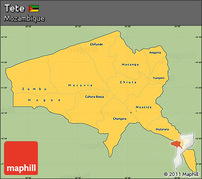 Savanna Style Simple Map of Tete, cropped outside