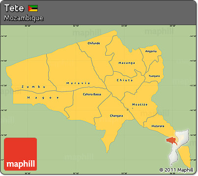Savanna Style Simple Map of Tete, single color outside