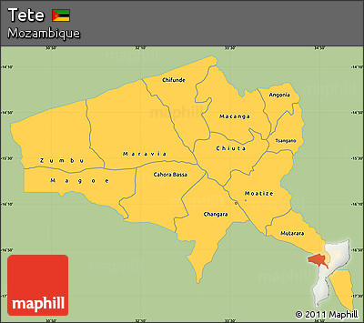 Savanna Style Simple Map of Tete, single color outside