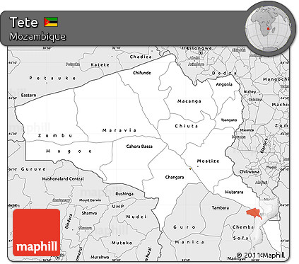 Silver Style Simple Map of Tete