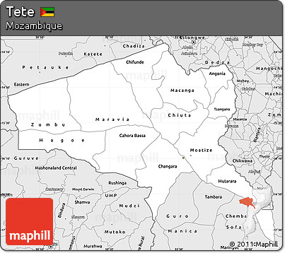 Silver Style Simple Map of Tete