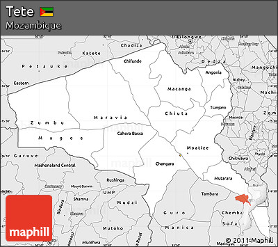 Silver Style Simple Map of Tete