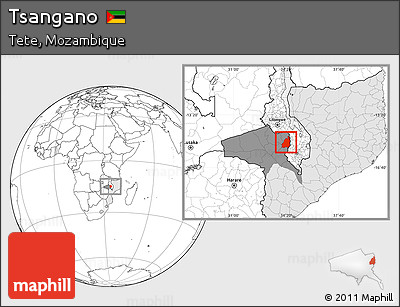 Blank Location Map of Tsangano, highlighted country, highlighted parent region