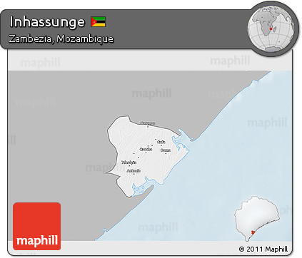 Gray 3D Map of Inhassunge, single color outside