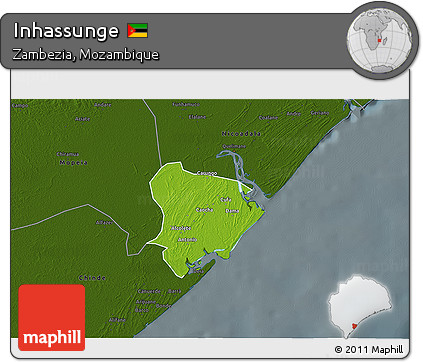 Physical 3D Map of Inhassunge, darken