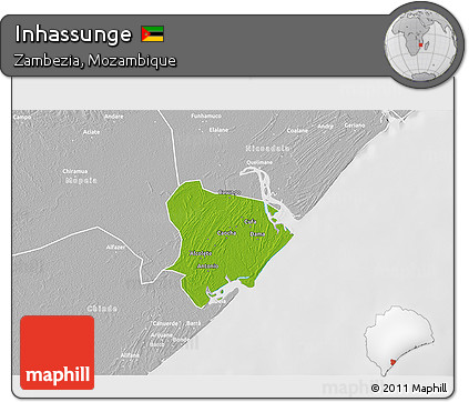 Physical 3D Map of Inhassunge, lighten, desaturated