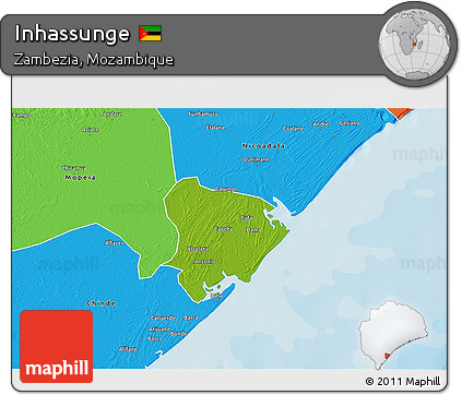 Physical 3D Map of Inhassunge, political outside
