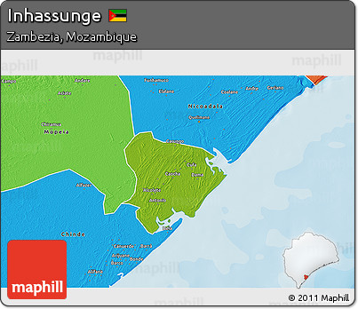 Physical 3D Map of Inhassunge, political outside
