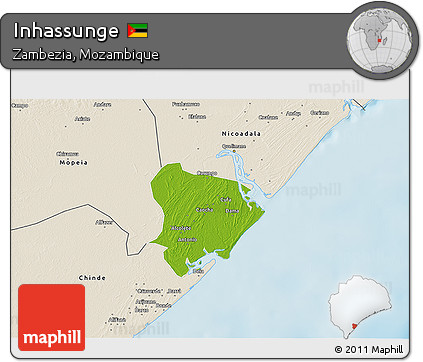 Physical 3D Map of Inhassunge, shaded relief outside