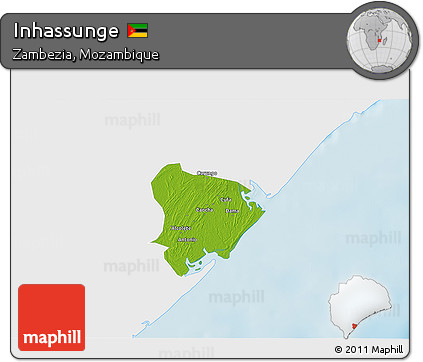 Physical 3D Map of Inhassunge, single color outside
