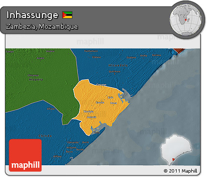 Political 3D Map of Inhassunge, darken