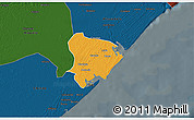 Political 3D Map of Inhassunge, darken