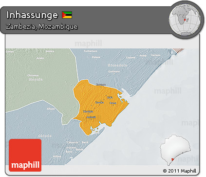 Political 3D Map of Inhassunge, lighten, semi-desaturated