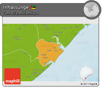 Political 3D Map of Inhassunge, physical outside