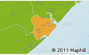 Political 3D Map of Inhassunge, physical outside