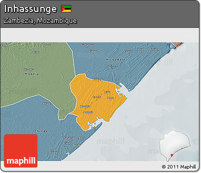 Political 3D Map of Inhassunge, semi-desaturated
