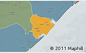 Political 3D Map of Inhassunge, semi-desaturated