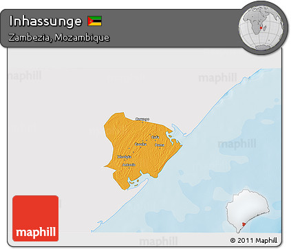 Political 3D Map of Inhassunge, single color outside