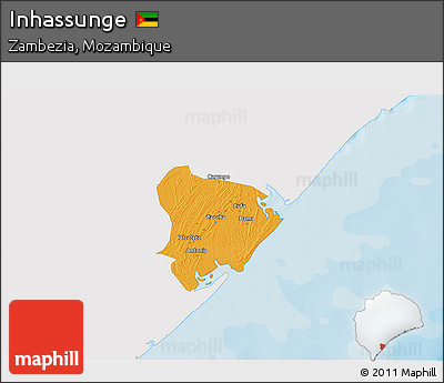 Political 3D Map of Inhassunge, single color outside