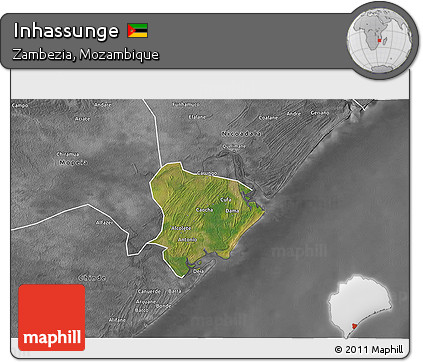 Satellite 3D Map of Inhassunge, desaturated