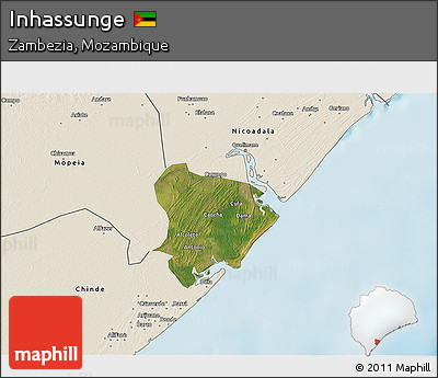 Satellite 3D Map of Inhassunge, shaded relief outside
