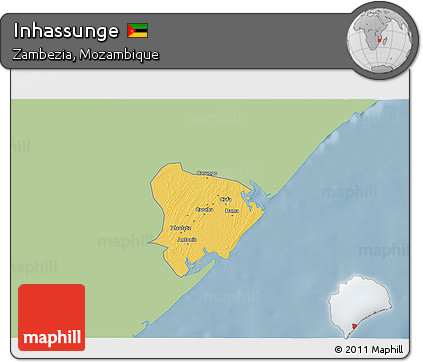 Savanna Style 3D Map of Inhassunge, single color outside