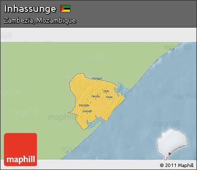 Savanna Style 3D Map of Inhassunge, single color outside