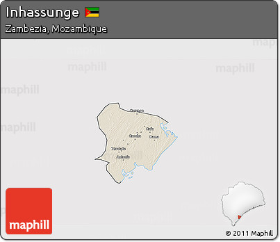 Shaded Relief 3D Map of Inhassunge, cropped outside