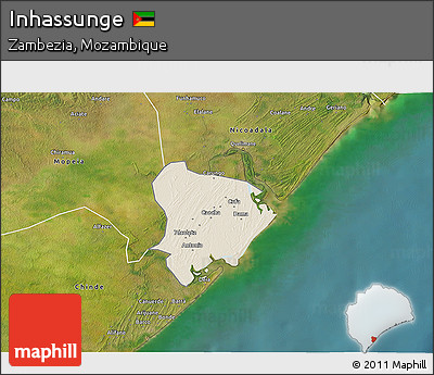 Shaded Relief 3D Map of Inhassunge, satellite outside