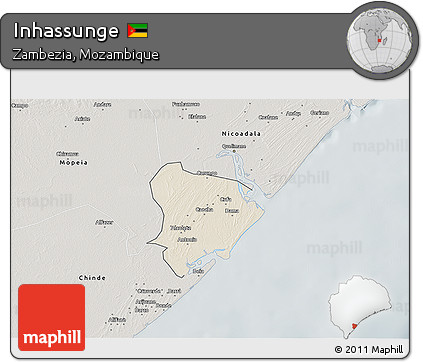 Shaded Relief 3D Map of Inhassunge, semi-desaturated