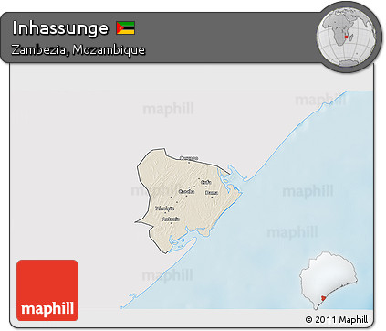 Shaded Relief 3D Map of Inhassunge, single color outside