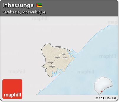 Shaded Relief 3D Map of Inhassunge, single color outside