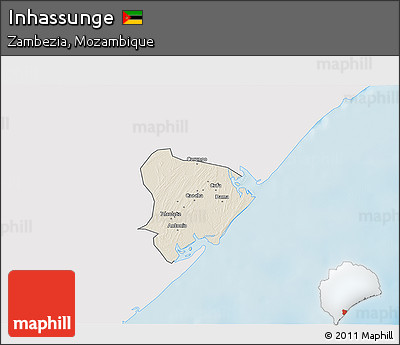 Shaded Relief 3D Map of Inhassunge, single color outside