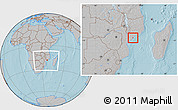 Gray Location Map of Inhassunge, within the entire country, hill shading