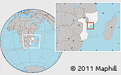 Gray Location Map of Inhassunge, highlighted country, within the entire country
