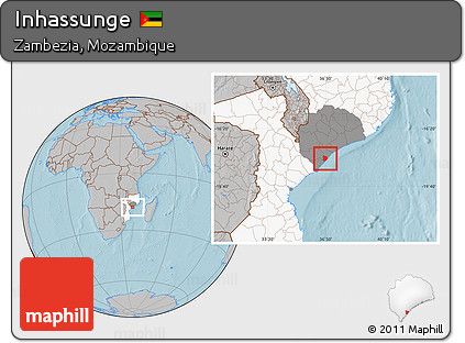 Gray Location Map of Inhassunge, highlighted country, highlighted parent region, hill shading