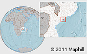 Gray Location Map of Inhassunge, highlighted country, hill shading