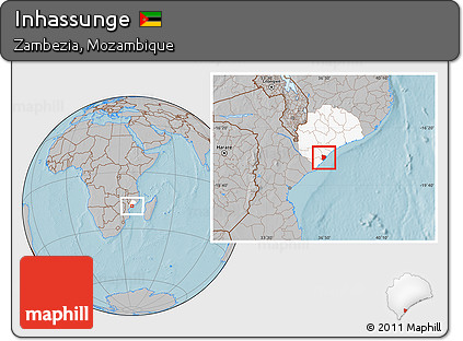 Gray Location Map of Inhassunge, highlighted parent region, hill shading
