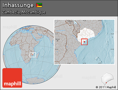 Gray Location Map of Inhassunge, highlighted parent region, hill shading