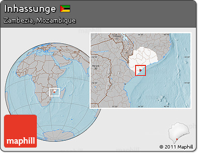 Gray Location Map of Inhassunge, highlighted parent region, hill shading