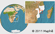 Satellite Location Map of Inhassunge, highlighted country, within the entire country